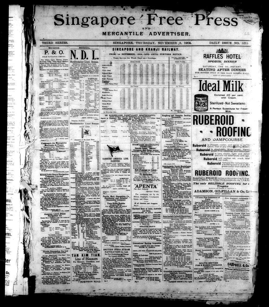 Miniature of Singapore Free Press and Mercantile Advertiser 03 November 1904