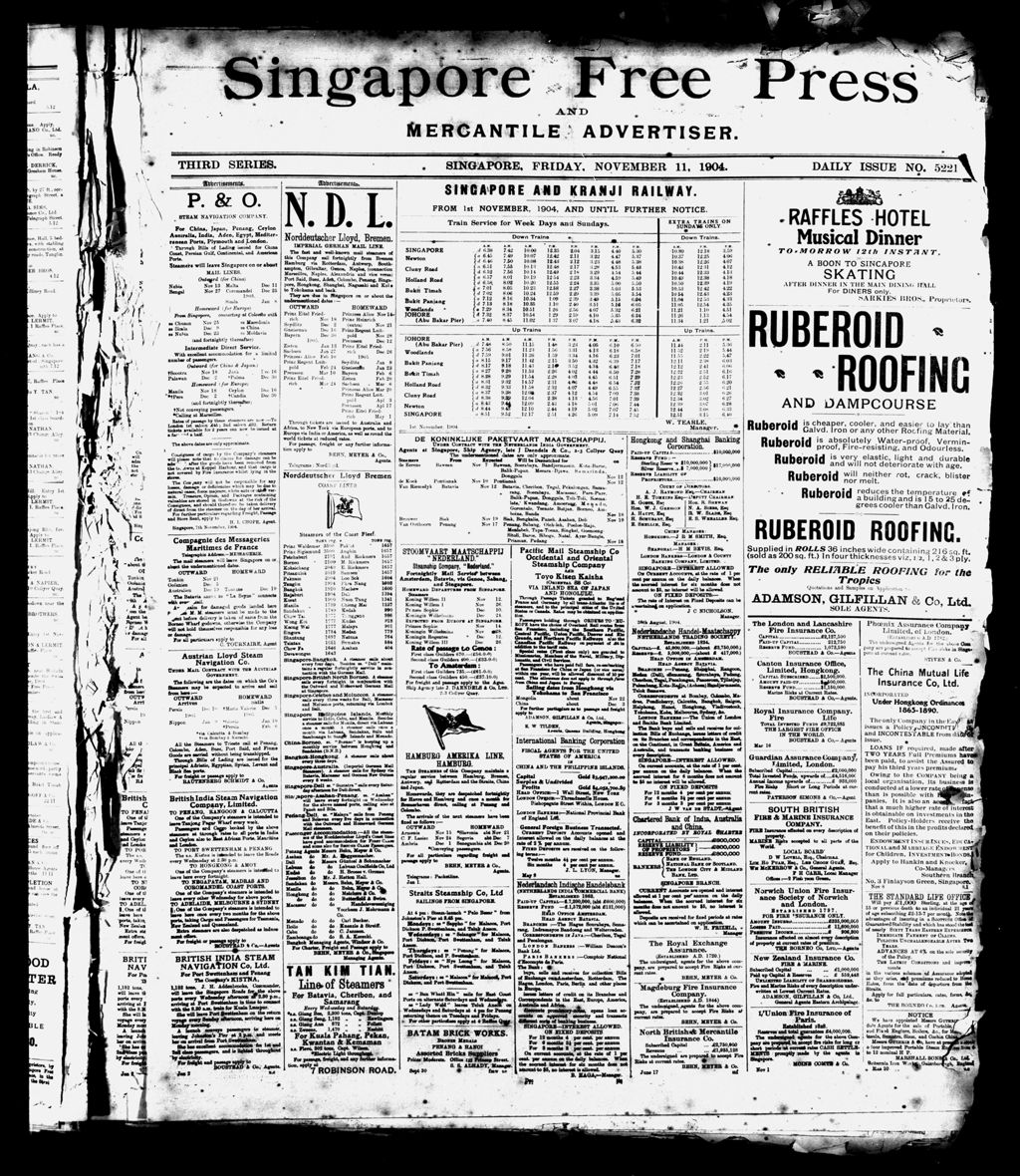 Miniature of Singapore Free Press and Mercantile Advertiser 11 November 1904