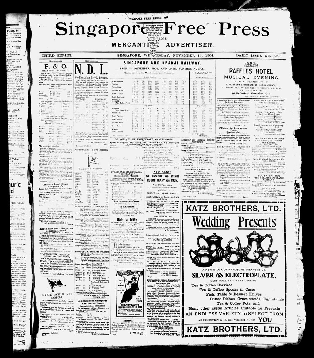 Miniature of Singapore Free Press and Mercantile Advertiser 16 November 1904