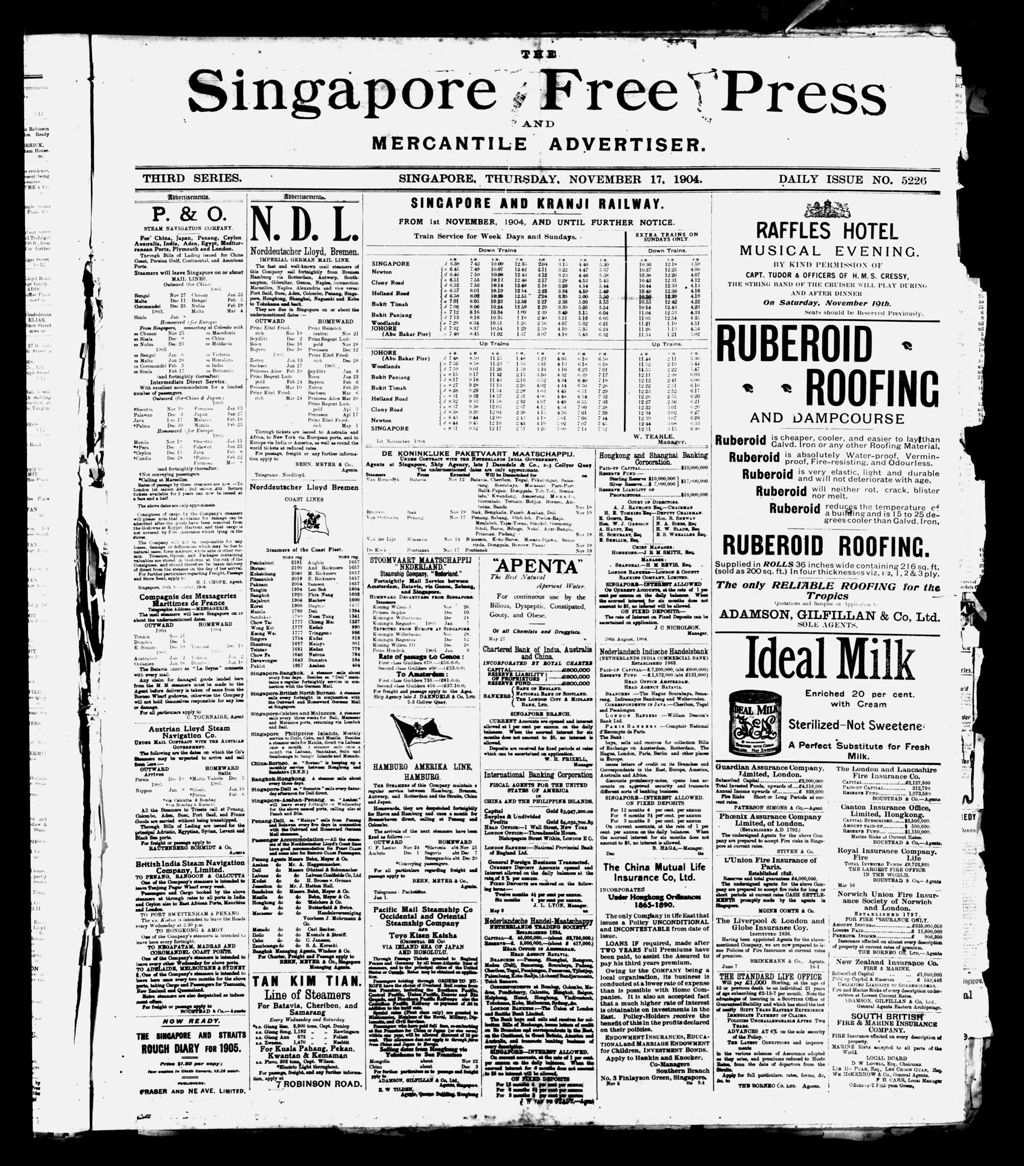 Miniature of Singapore Free Press and Mercantile Advertiser 17 November 1904