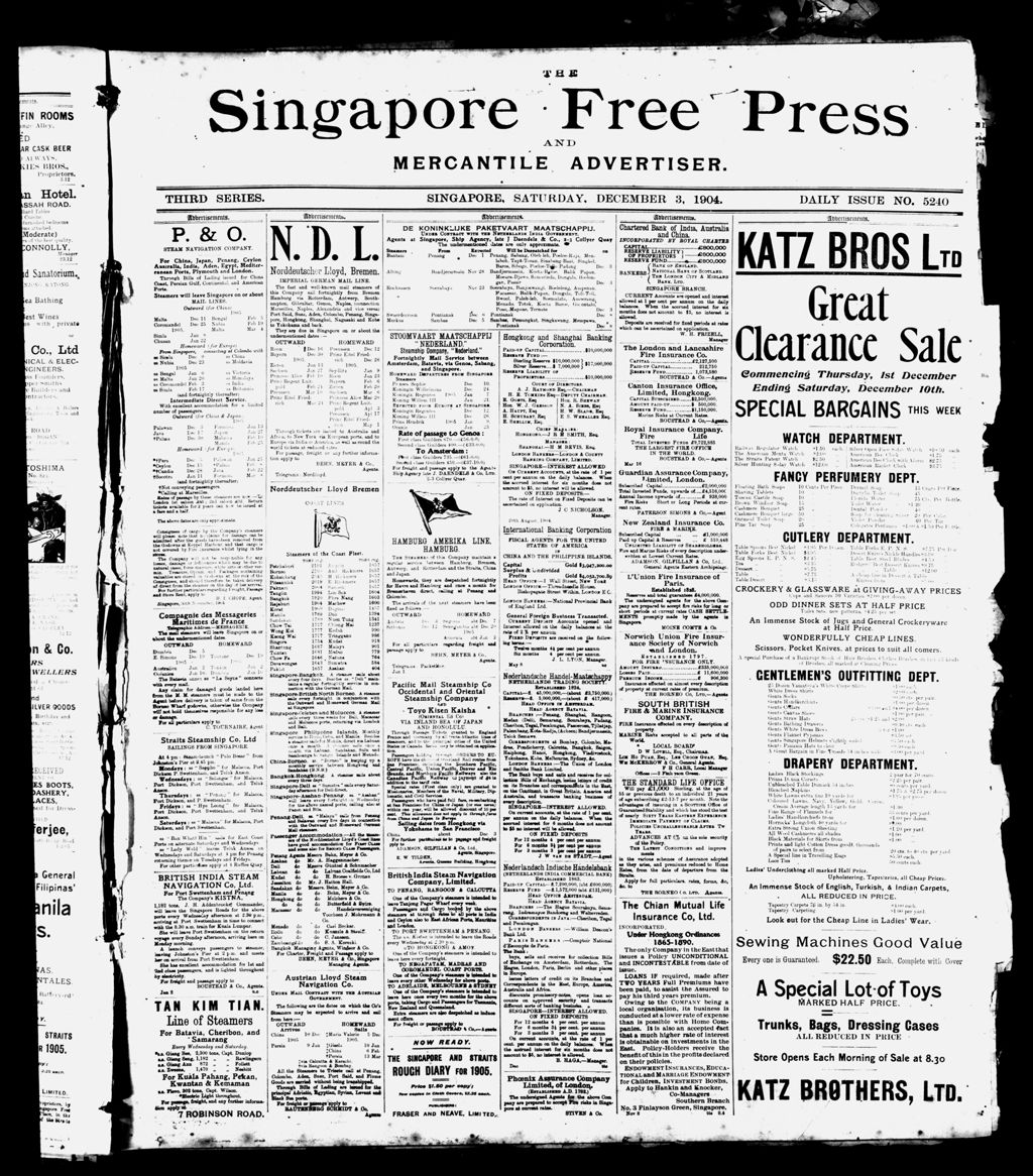 Miniature of Singapore Free Press and Mercantile Advertiser 03 December 1904