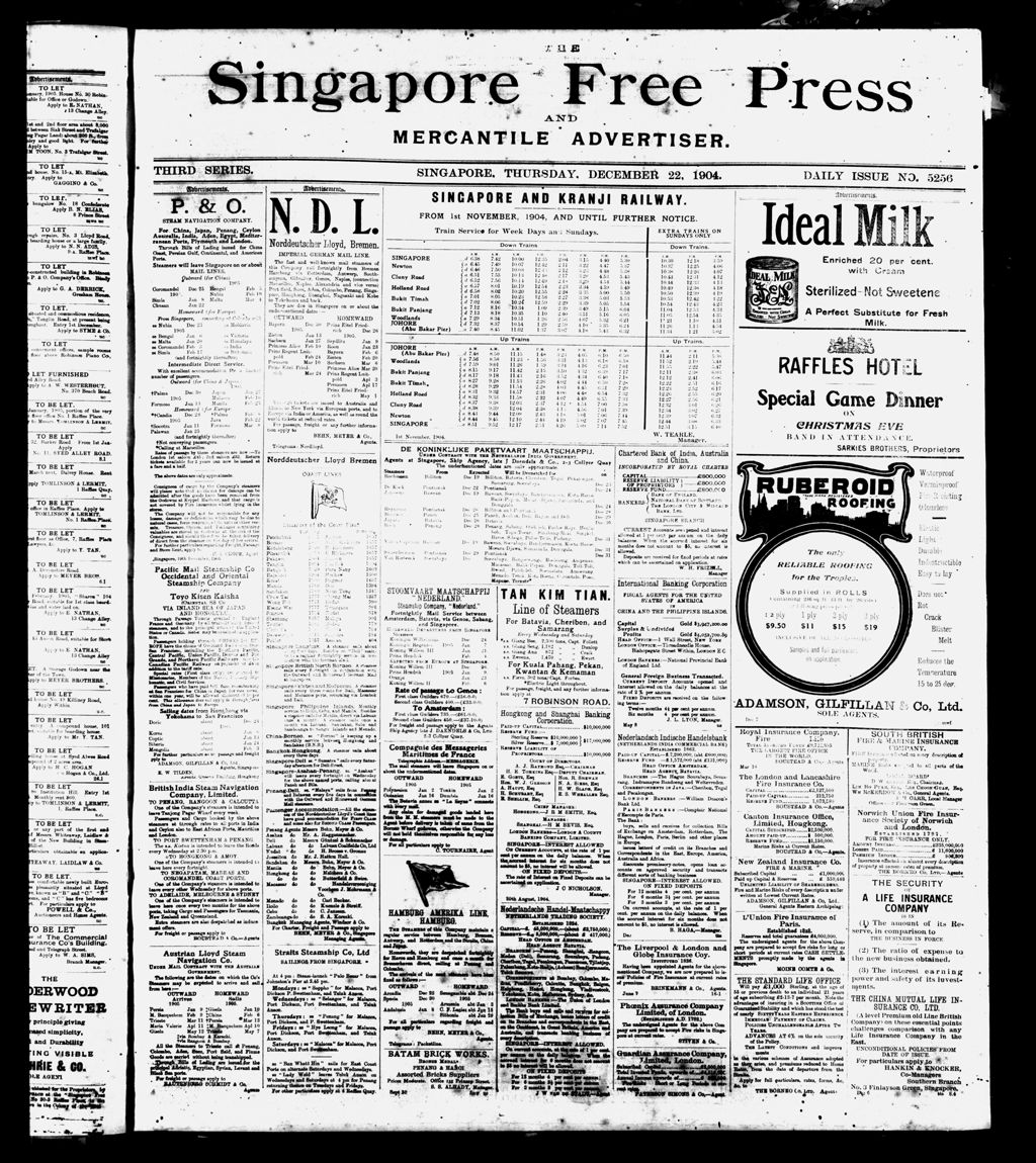 Miniature of Singapore Free Press and Mercantile Advertiser 22 December 1904