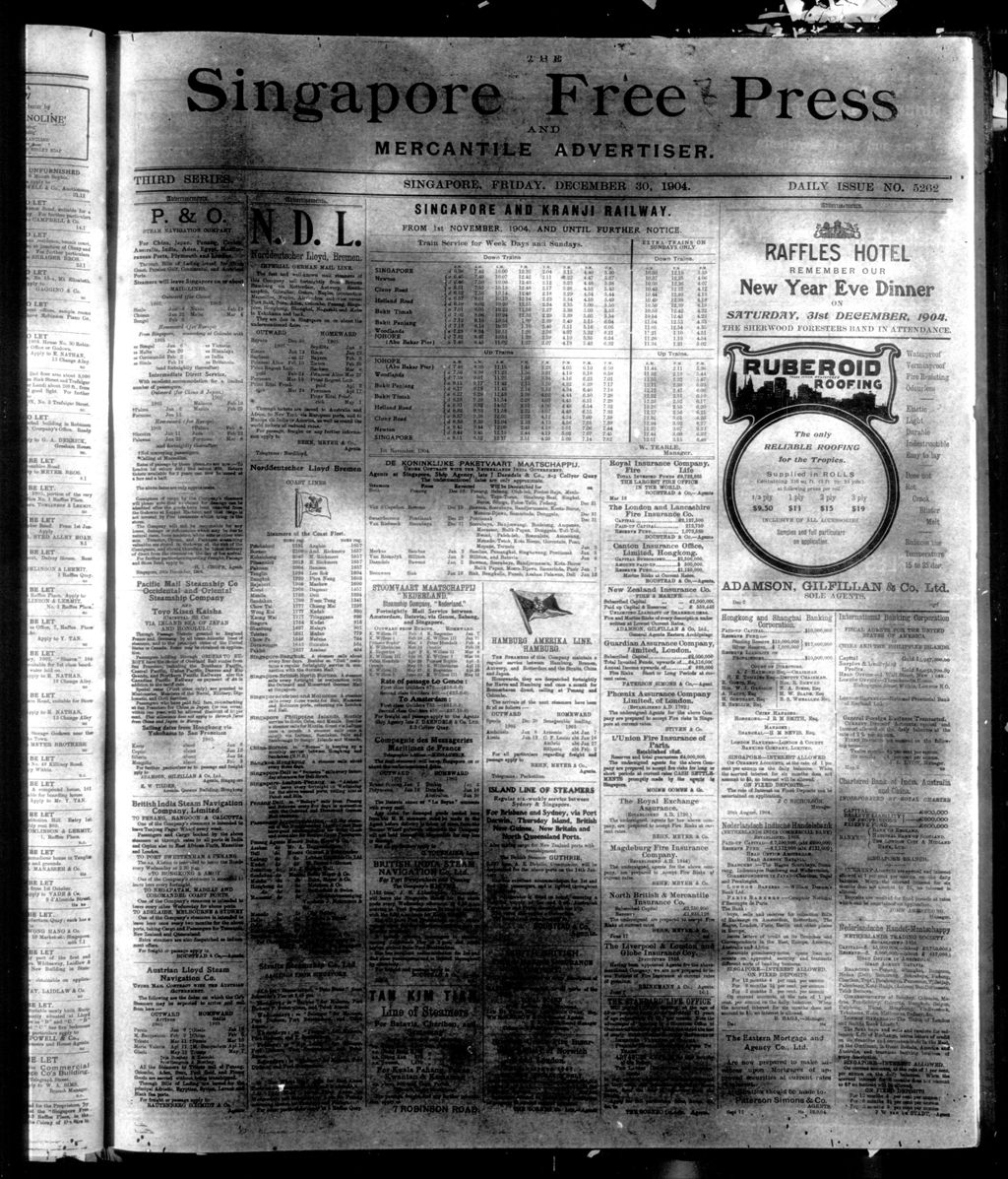 Miniature of Singapore Free Press and Mercantile Advertiser 30 December 1904