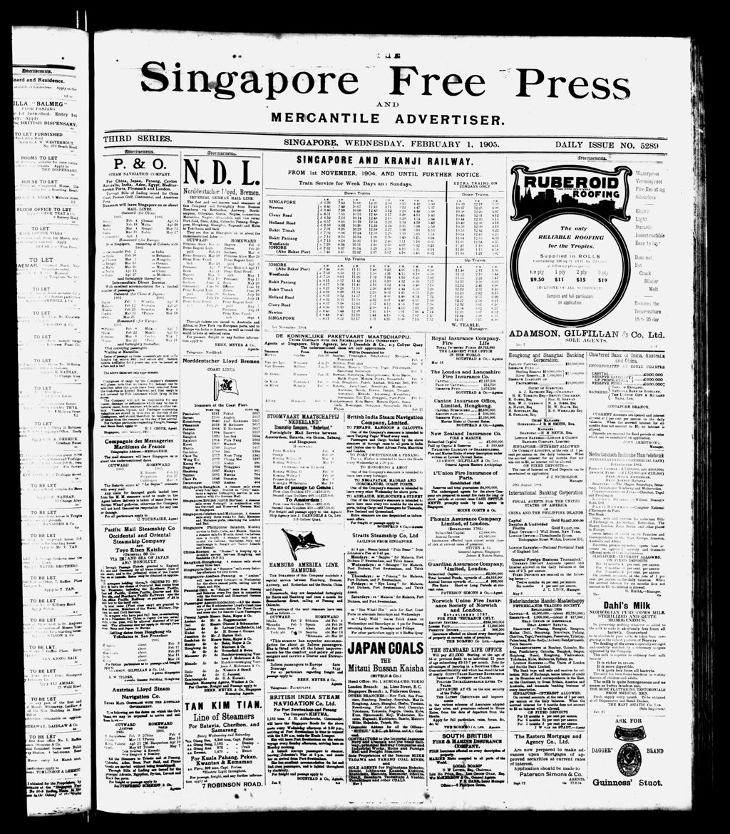 Miniature of Singapore Free Press and Mercantile Advertiser 01 February 1905