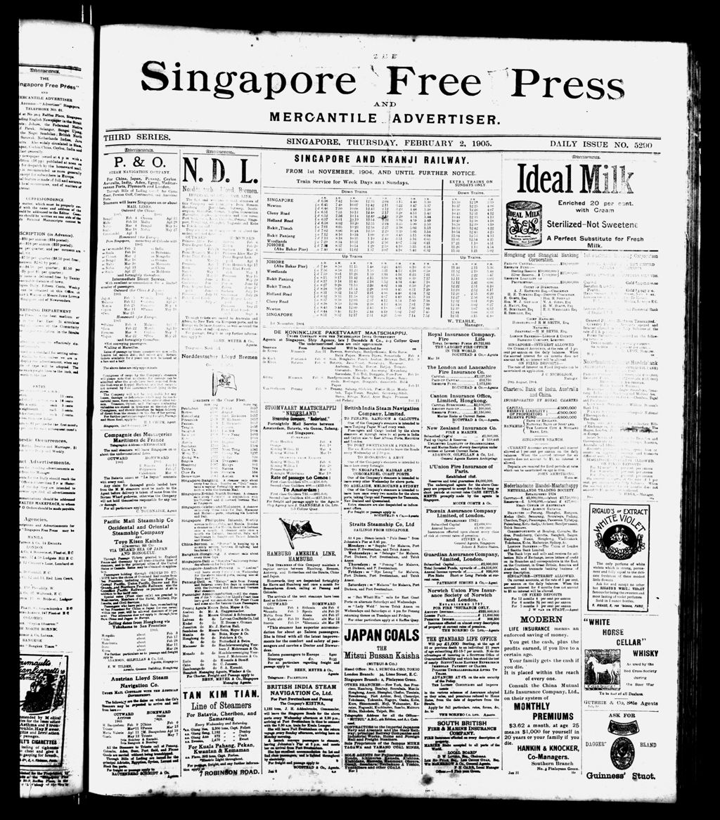 Miniature of Singapore Free Press and Mercantile Advertiser 02 February 1905