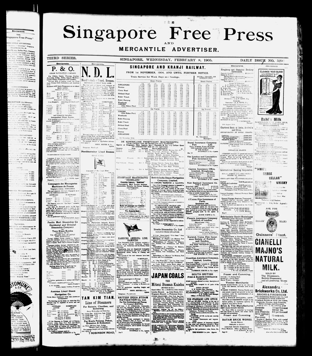 Miniature of Singapore Free Press and Mercantile Advertiser 08 February 1905