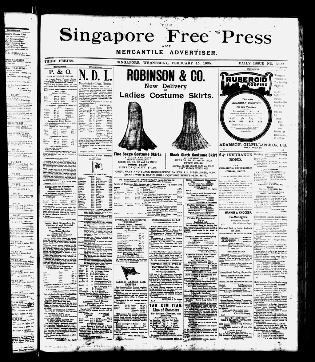 Miniature of Singapore Free Press and Mercantile Advertiser 15 February 1905