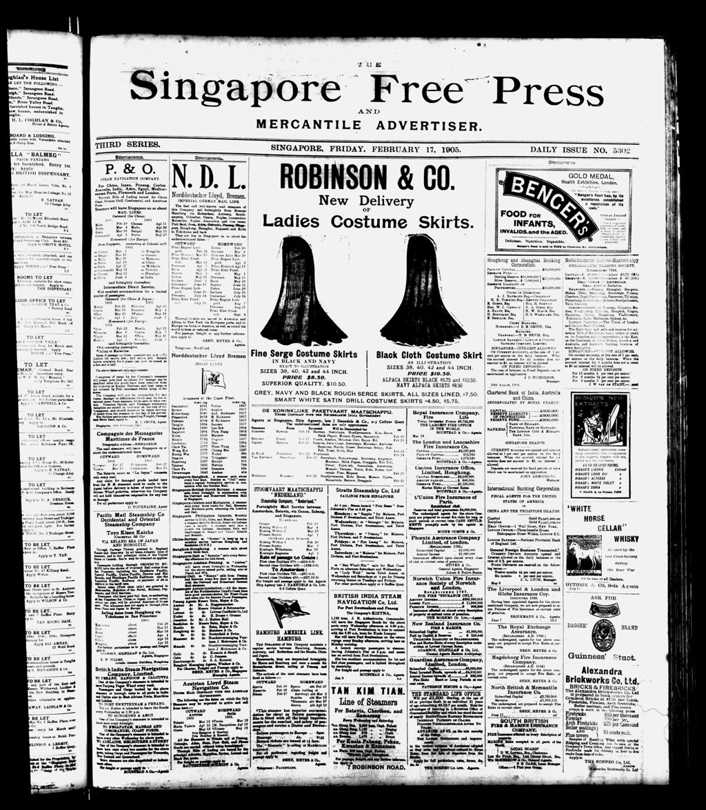 Miniature of Singapore Free Press and Mercantile Advertiser 17 February 1905