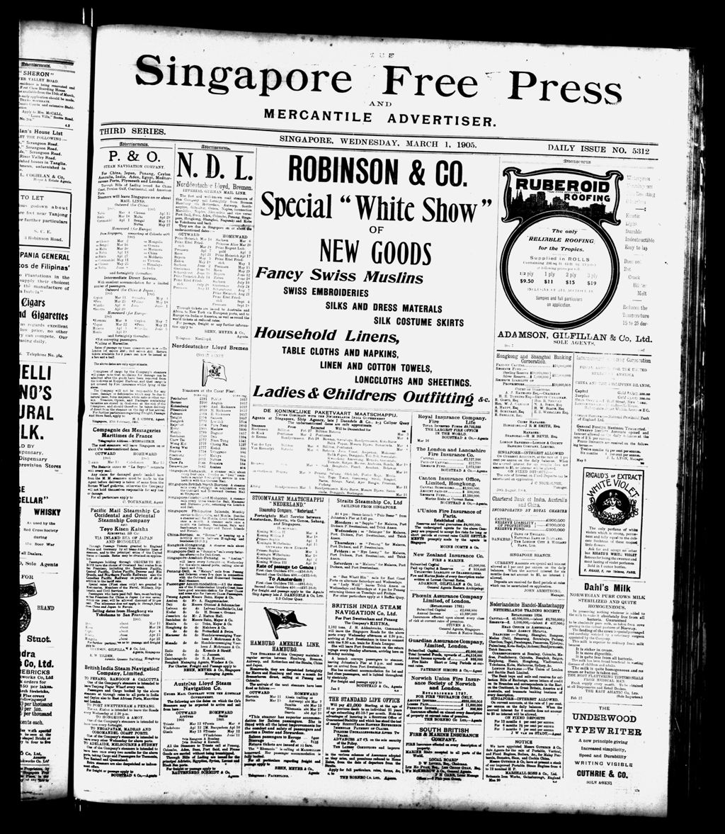 Miniature of Singapore Free Press and Mercantile Advertiser 01 March 1905