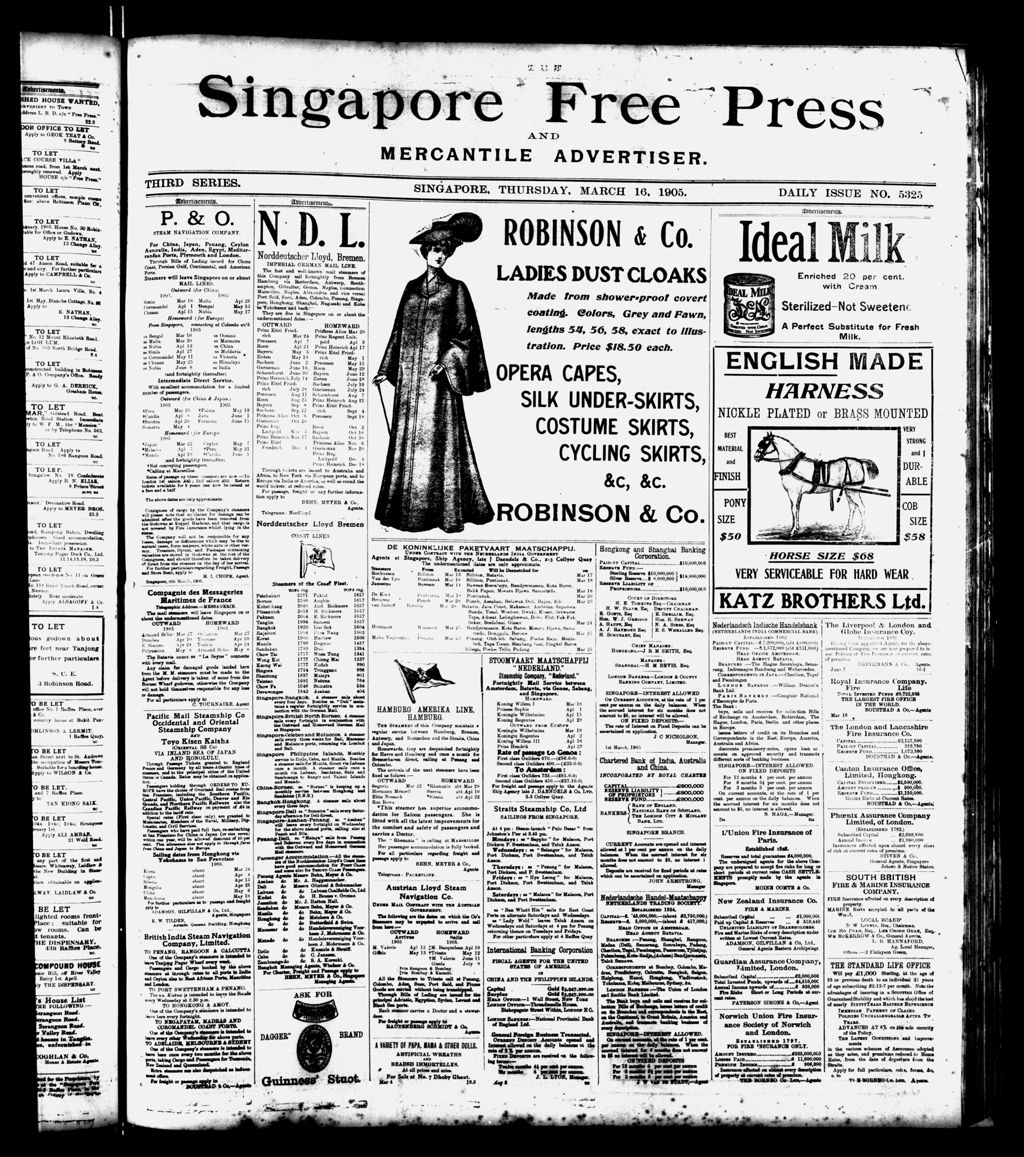 Miniature of Singapore Free Press and Mercantile Advertiser 16 March 1905