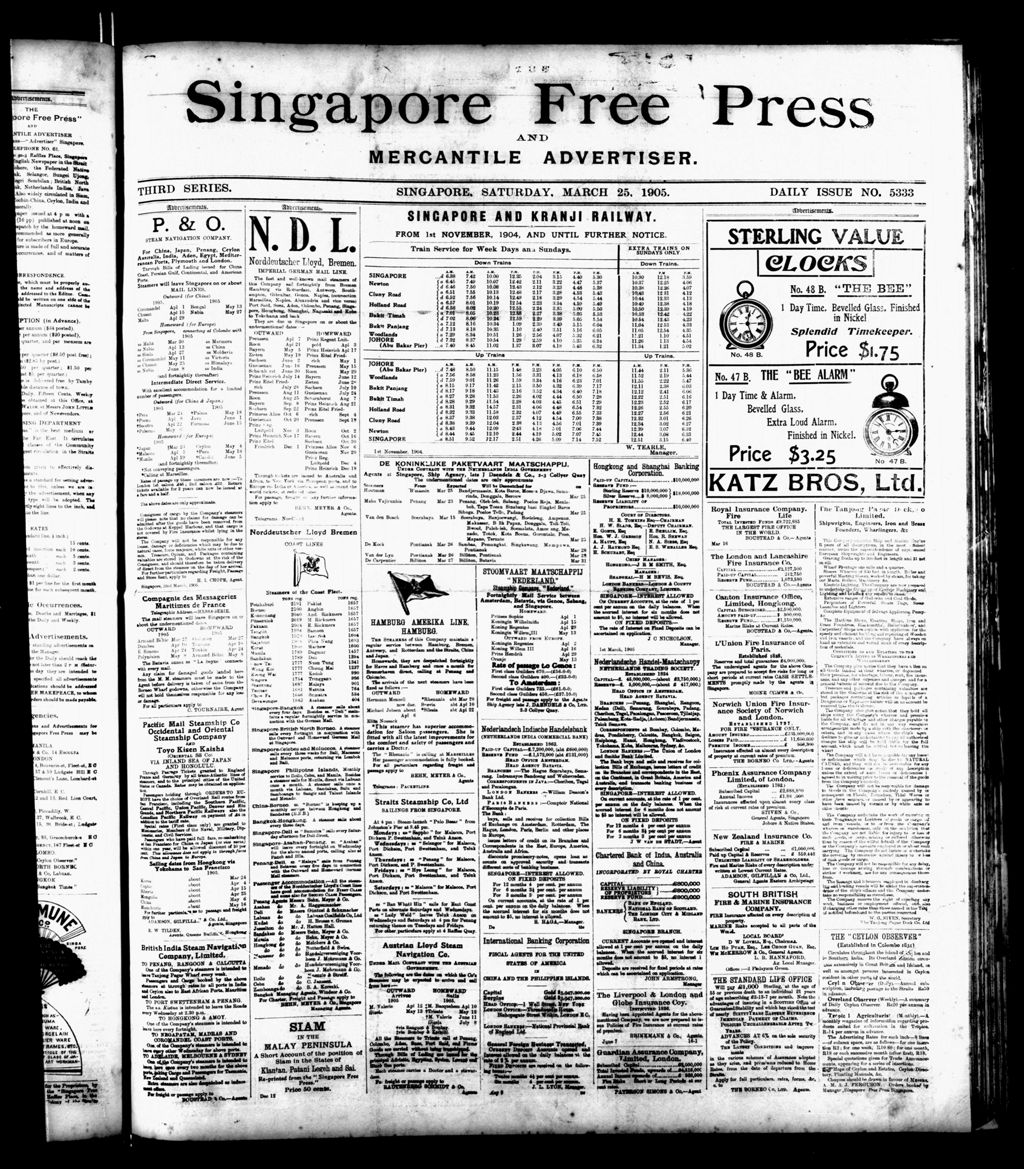 Miniature of Singapore Free Press and Mercantile Advertiser 25 March 1905