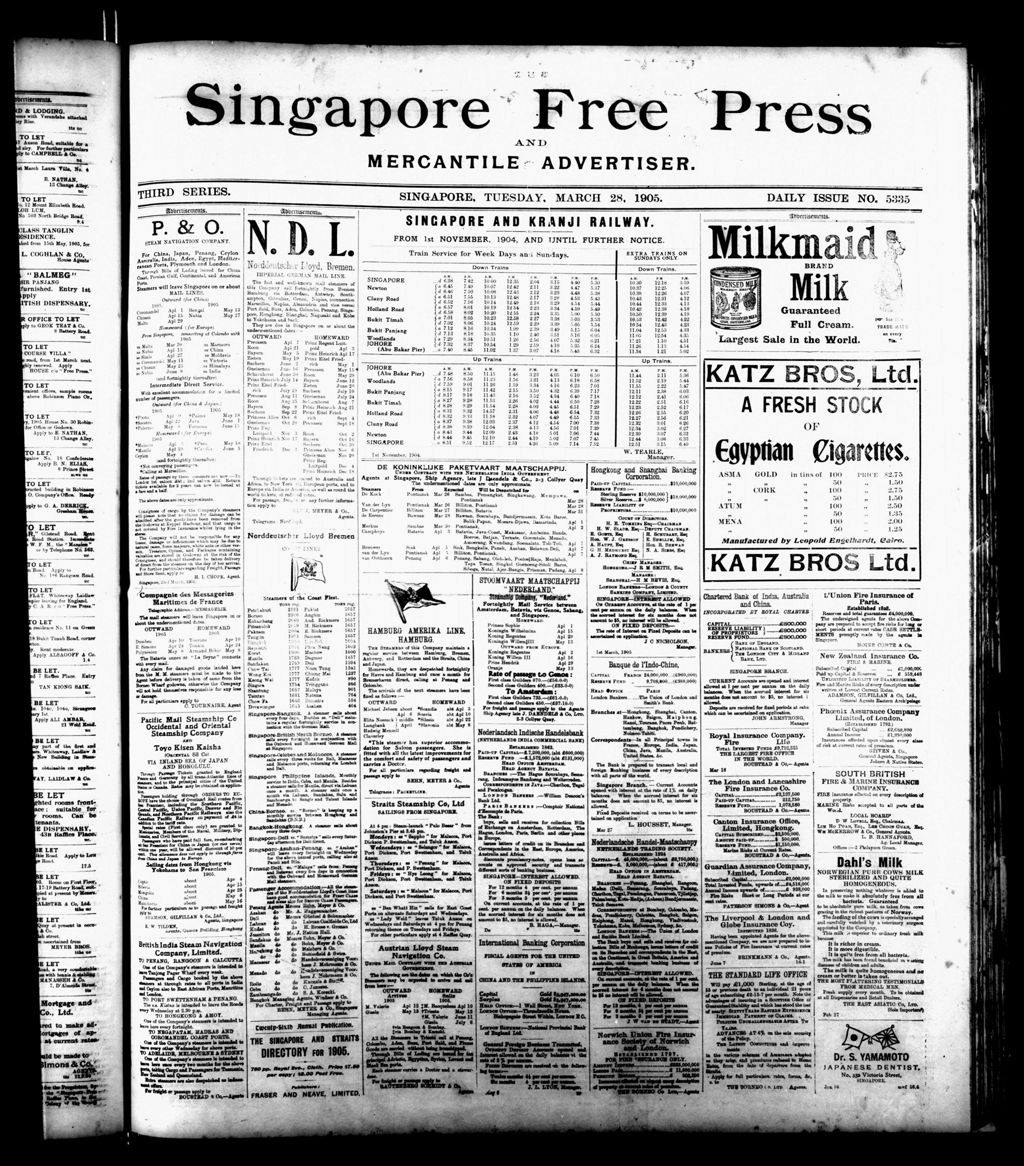 Miniature of Singapore Free Press and Mercantile Advertiser 28 March 1905