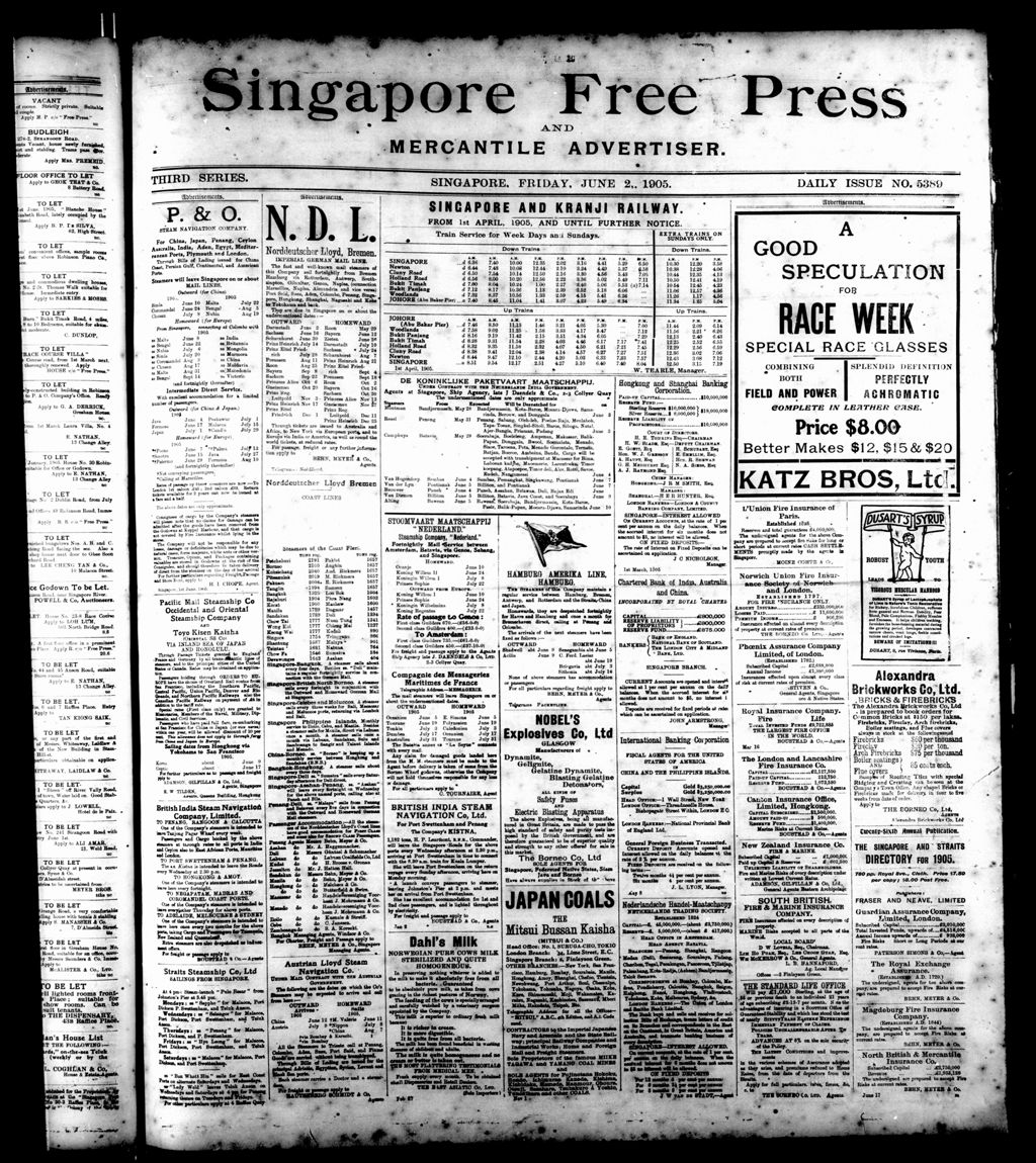 Miniature of Singapore Free Press and Mercantile Advertiser 02 June 1905