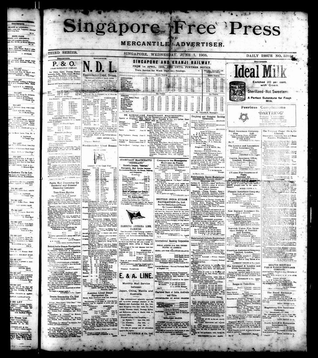 Miniature of Singapore Free Press and Mercantile Advertiser 07 June 1905