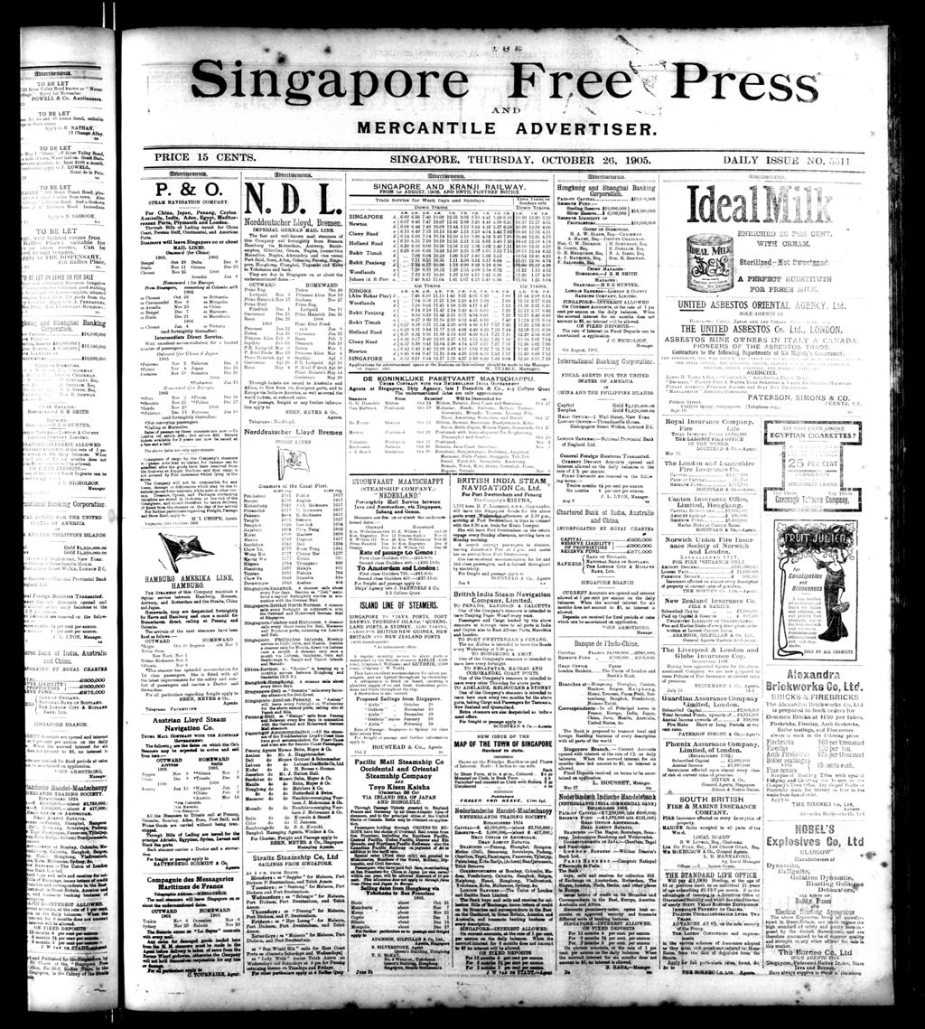 Miniature of Singapore Free Press and Mercantile Advertiser 26 October 1905