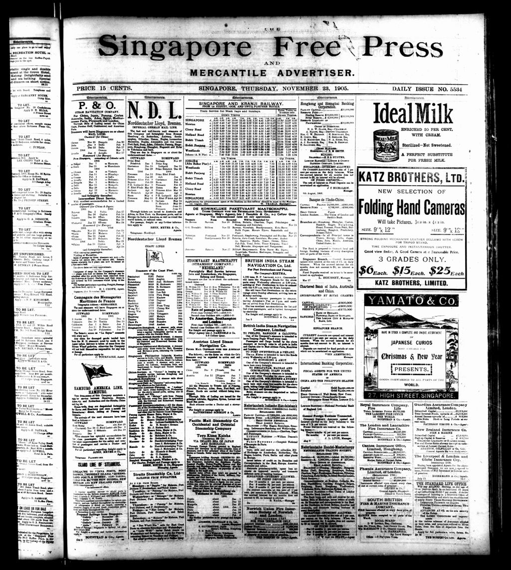 Miniature of Singapore Free Press and Mercantile Advertiser 23 November 1905