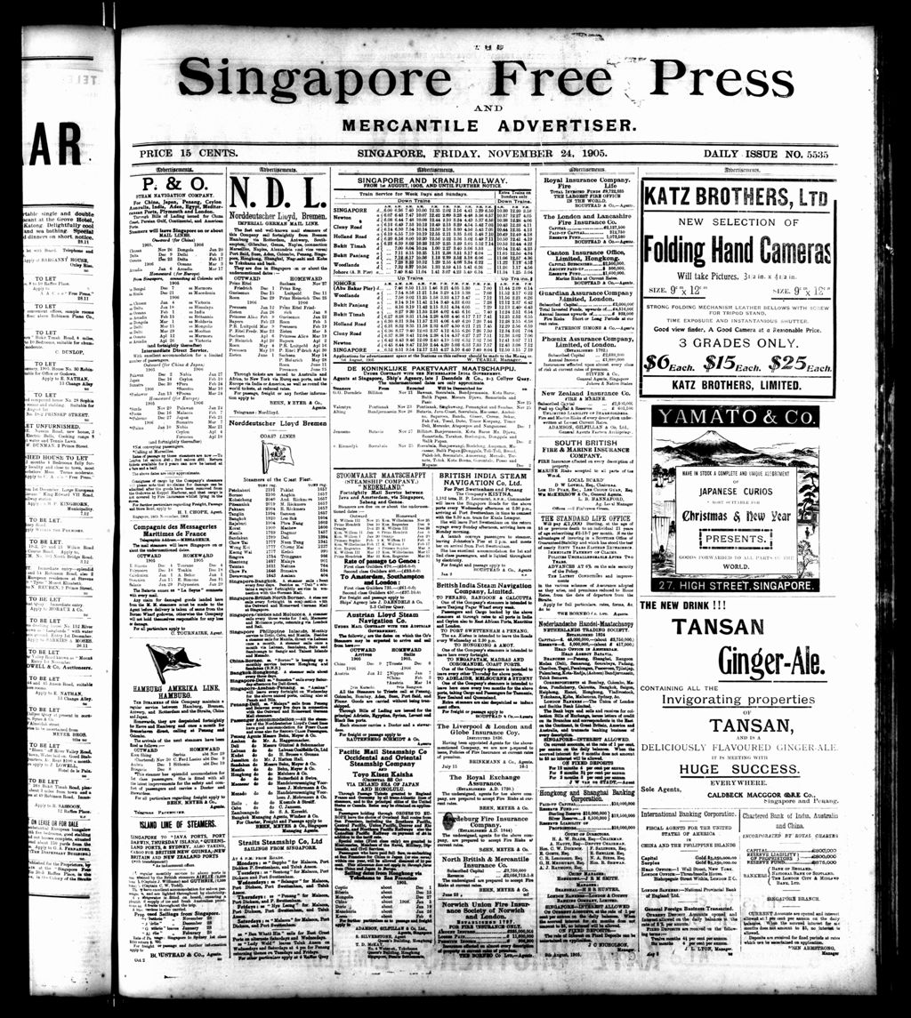 Miniature of Singapore Free Press and Mercantile Advertiser 24 November 1905