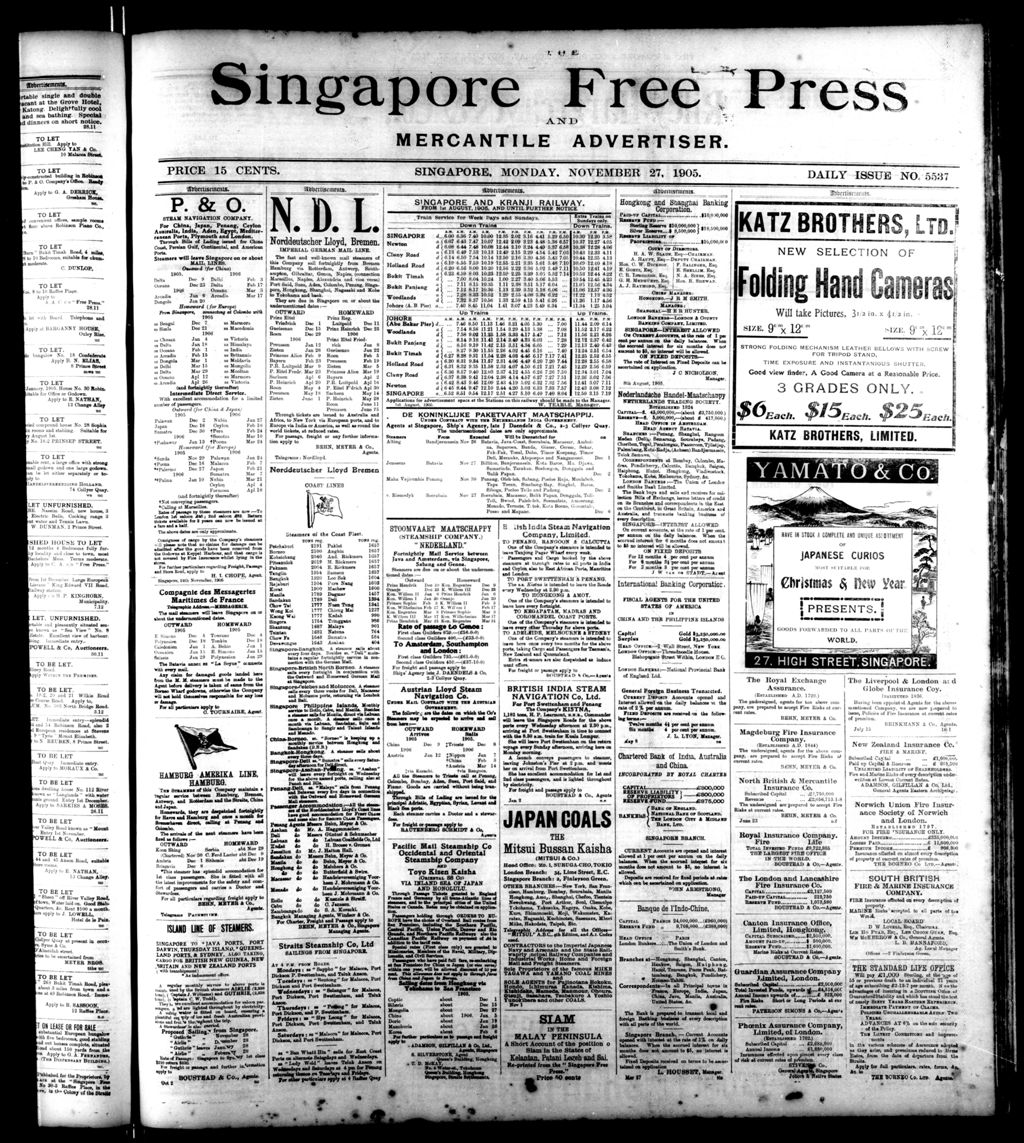 Miniature of Singapore Free Press and Mercantile Advertiser 27 November 1905