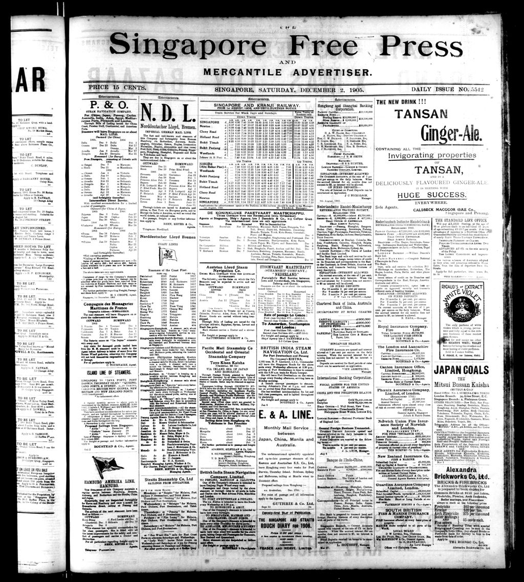 Miniature of Singapore Free Press and Mercantile Advertiser 02 December 1905