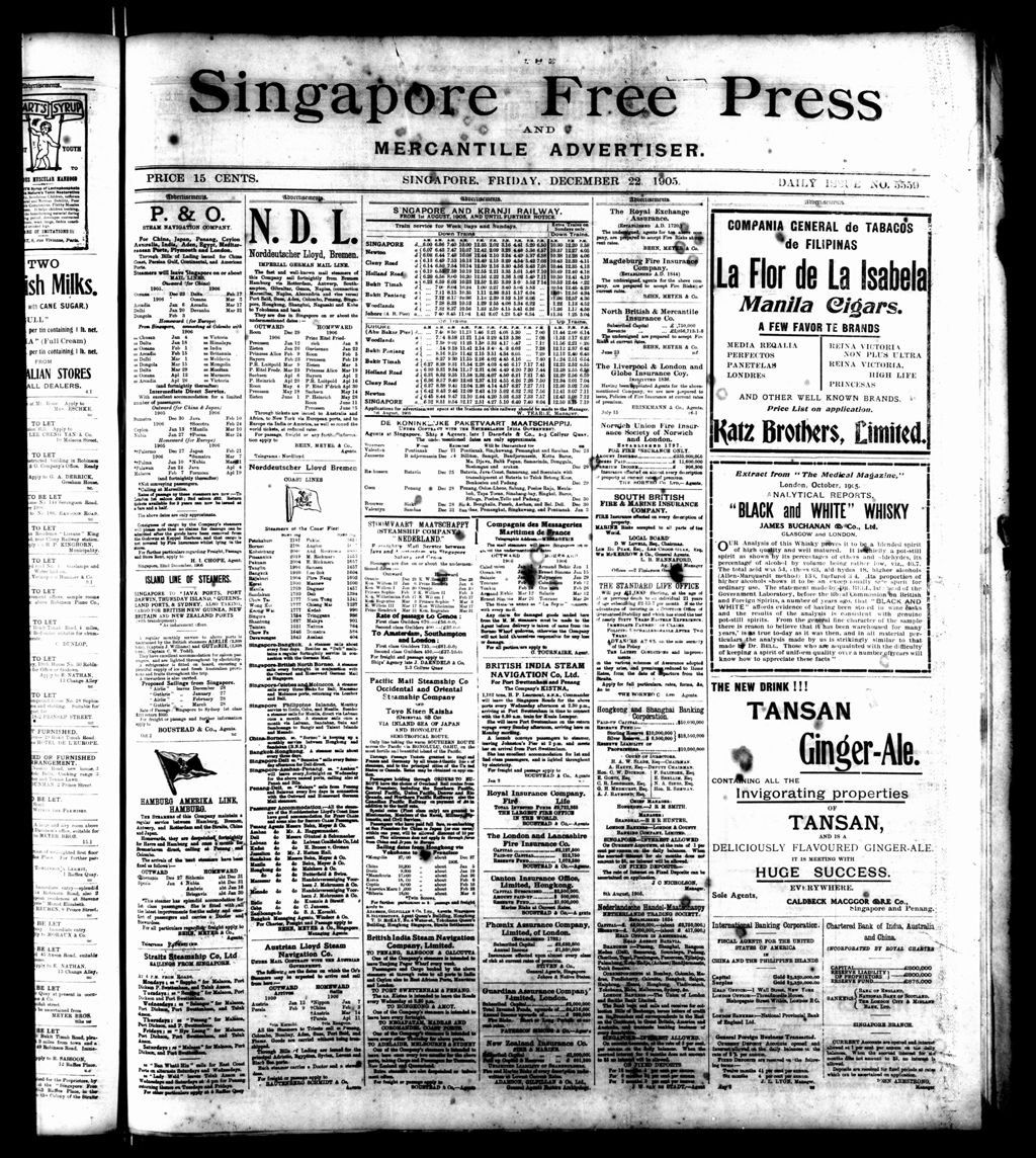 Miniature of Singapore Free Press and Mercantile Advertiser 22 December 1905