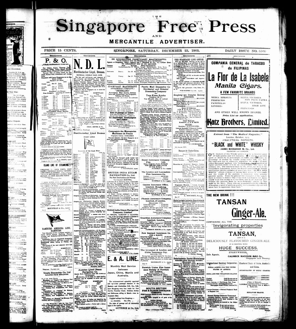 Miniature of Singapore Free Press and Mercantile Advertiser 23 December 1905