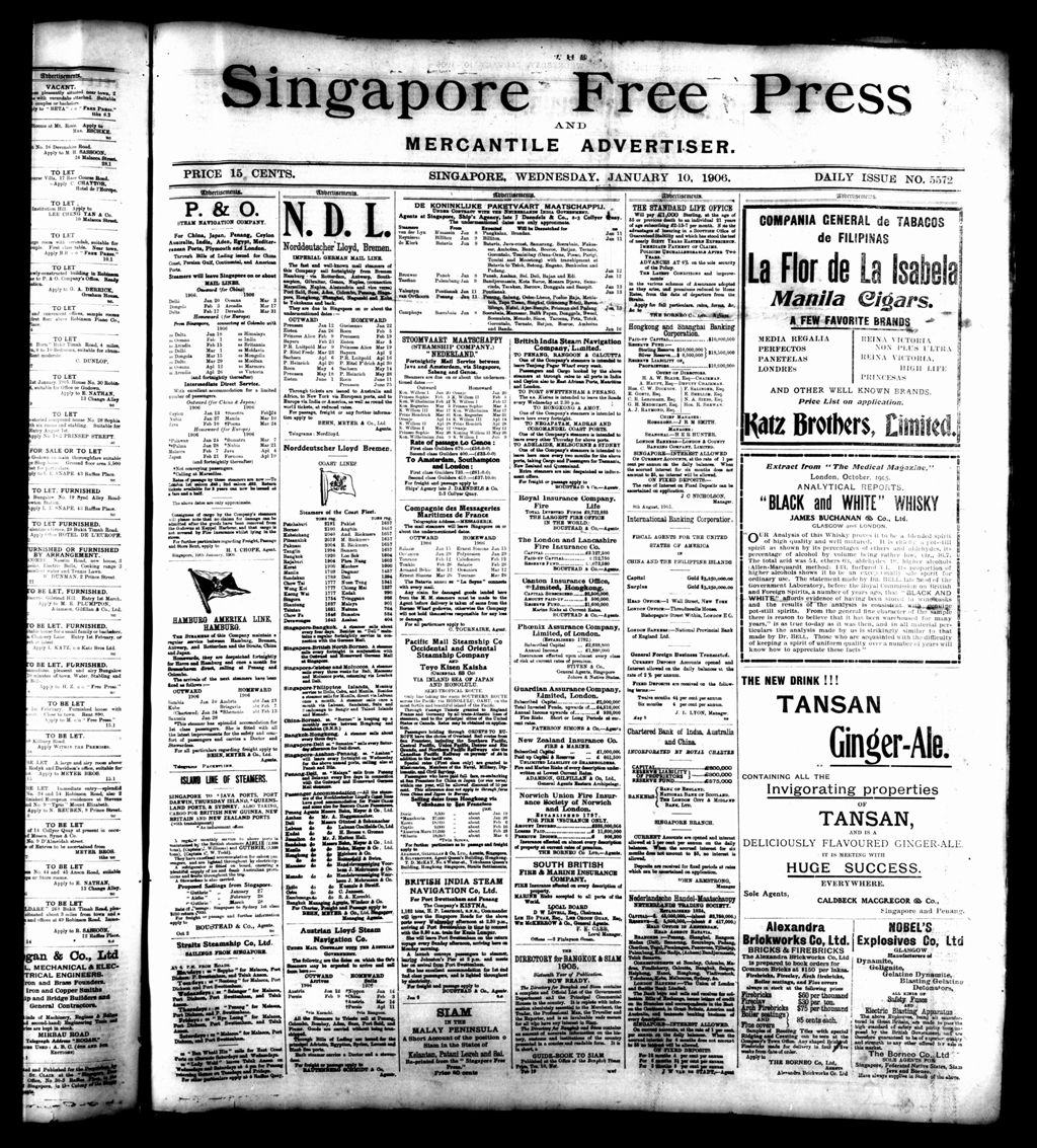 Miniature of Singapore Free Press and Mercantile Advertiser 10 January 1906