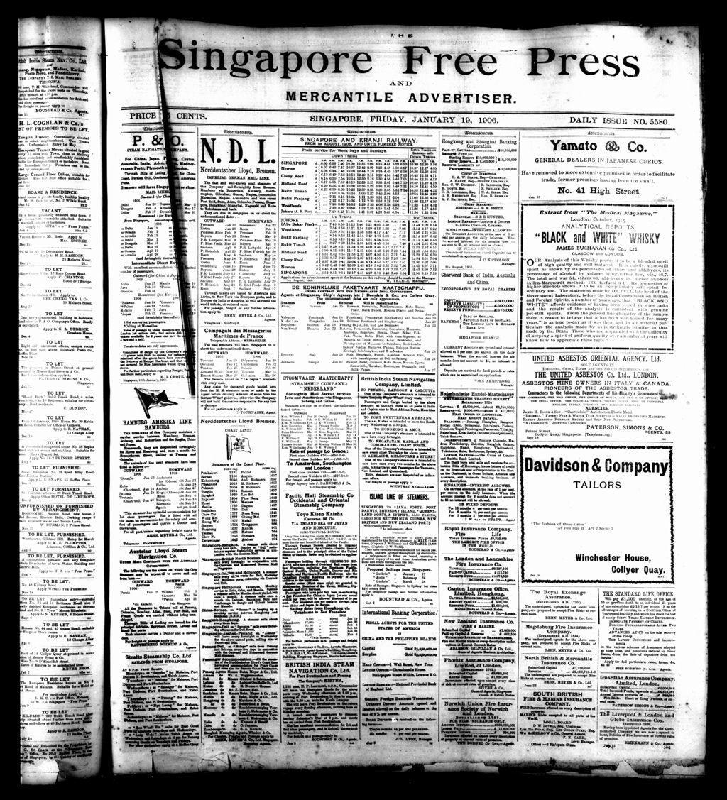 Miniature of Singapore Free Press and Mercantile Advertiser 19 January 1906