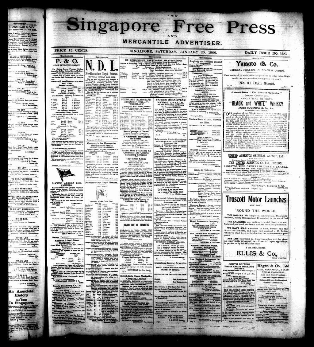 Miniature of Singapore Free Press and Mercantile Advertiser 20 January 1906