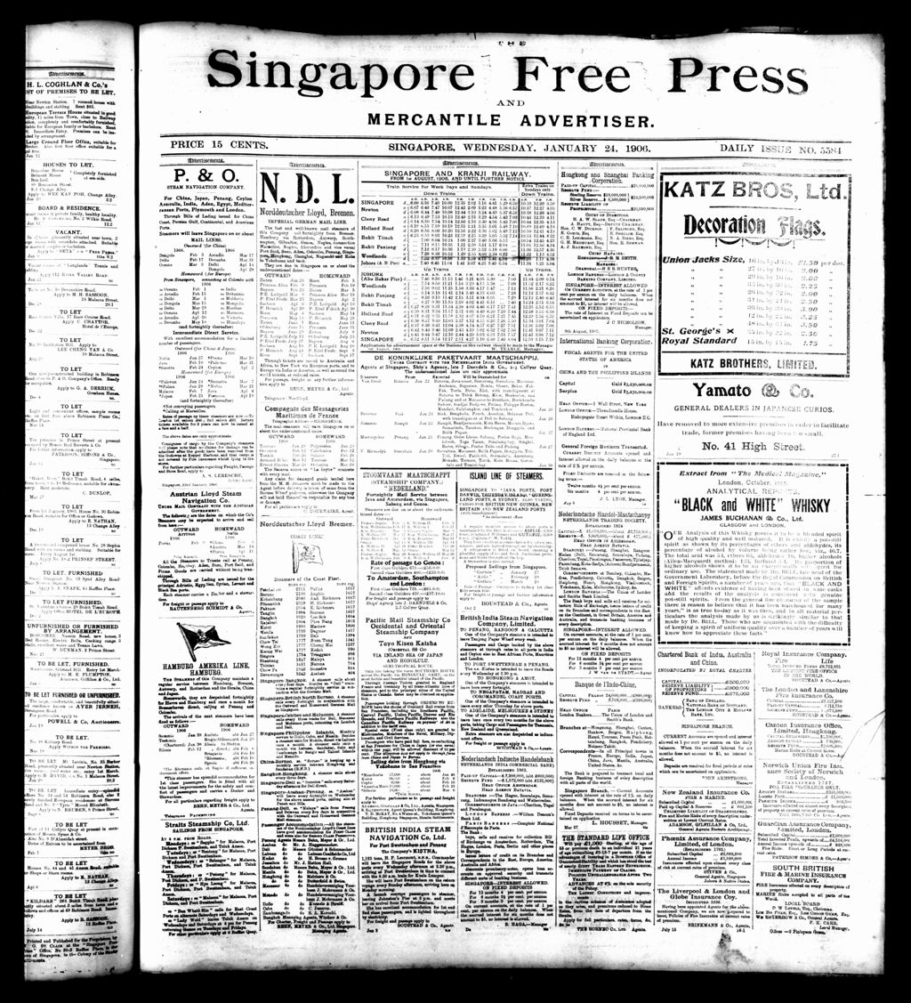 Miniature of Singapore Free Press and Mercantile Advertiser 24 January 1906