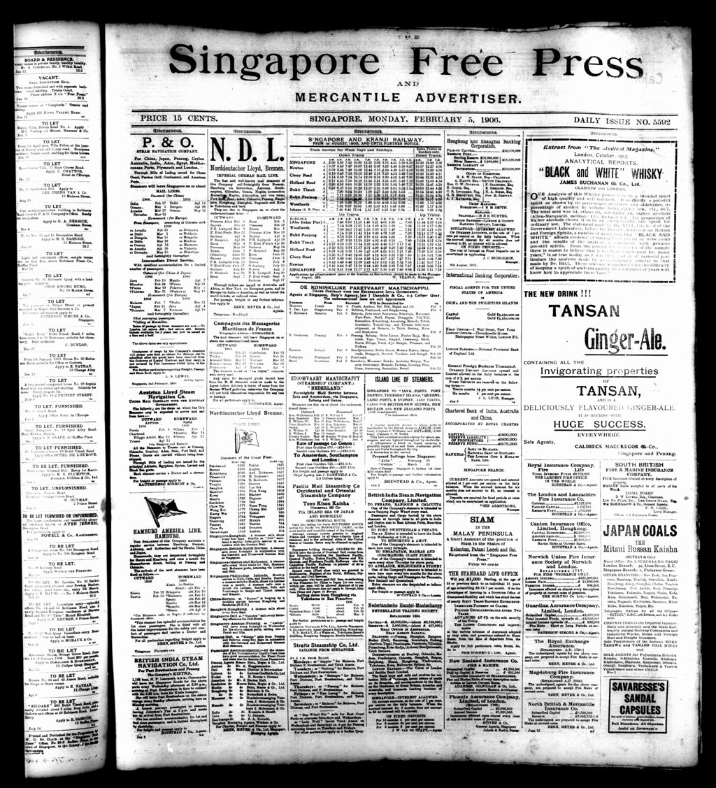 Miniature of Singapore Free Press and Mercantile Advertiser 05 February 1906