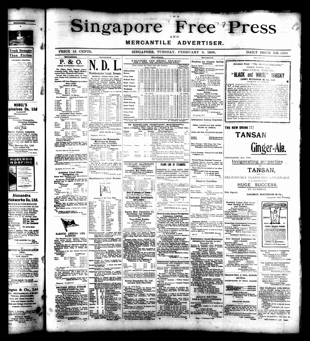 Miniature of Singapore Free Press and Mercantile Advertiser 06 February 1906