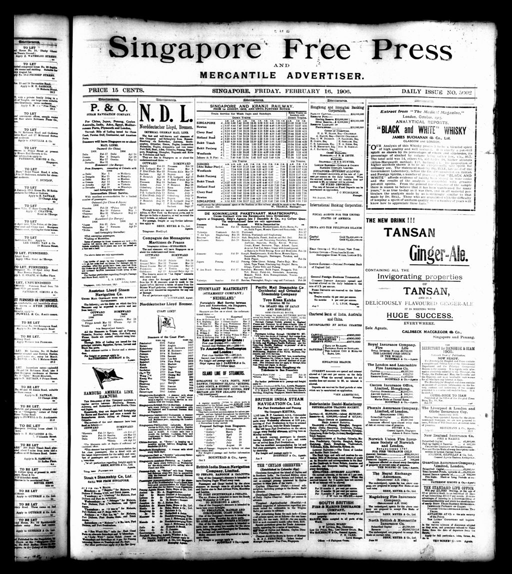 Miniature of Singapore Free Press and Mercantile Advertiser 16 February 1906