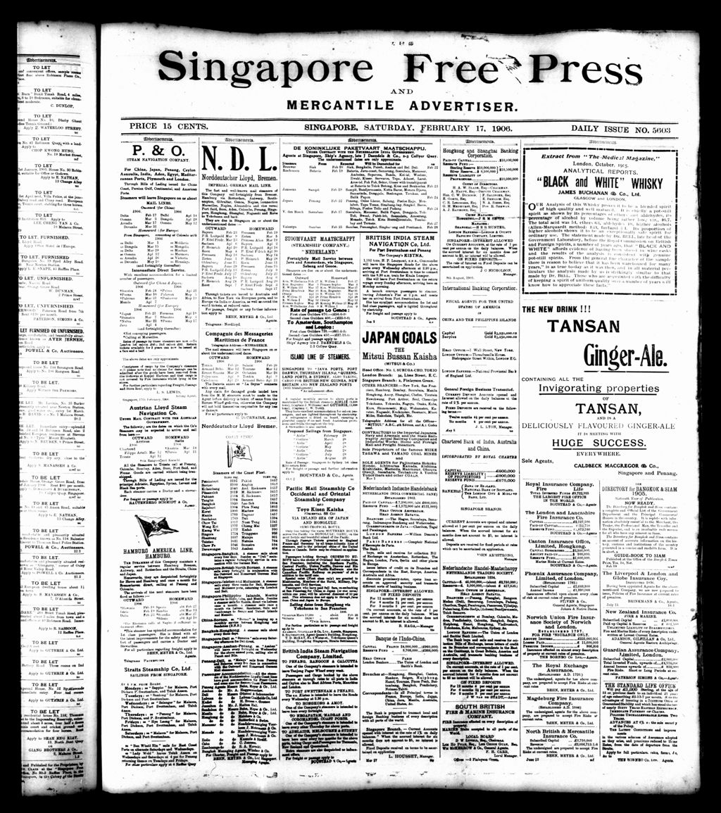 Miniature of Singapore Free Press and Mercantile Advertiser 17 February 1906