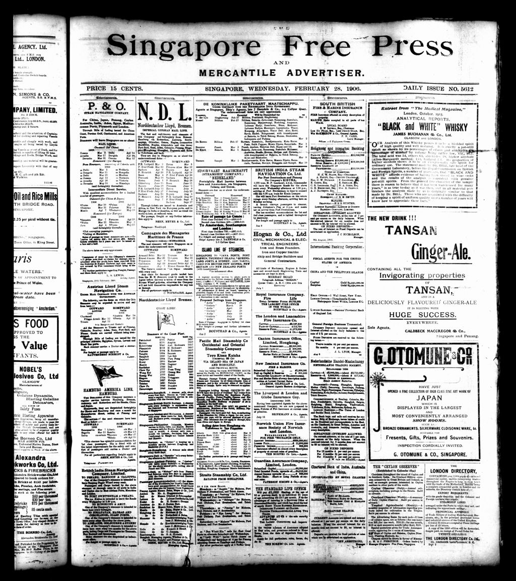 Miniature of Singapore Free Press and Mercantile Advertiser 28 February 1906