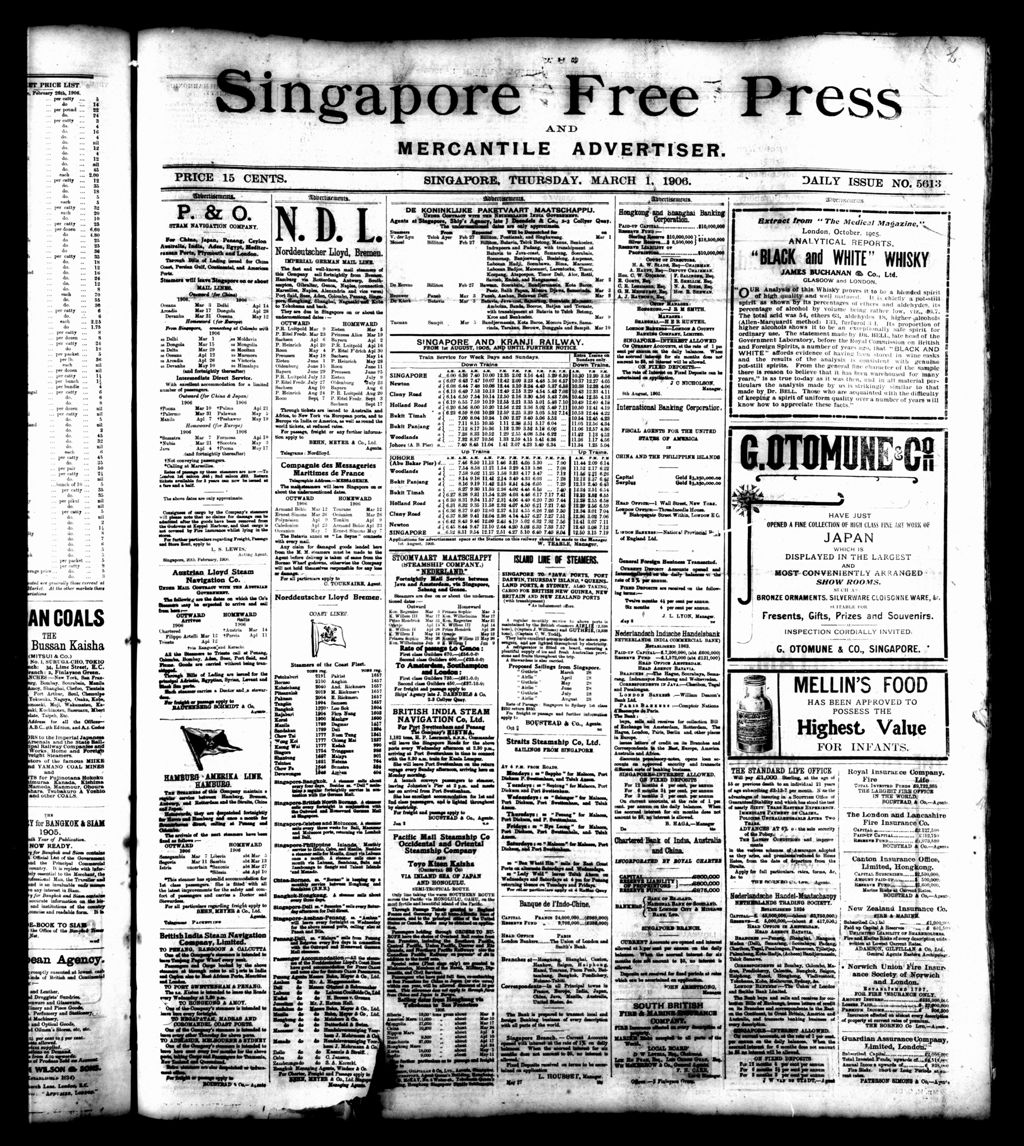 Miniature of Singapore Free Press and Mercantile Advertiser 01 March 1906