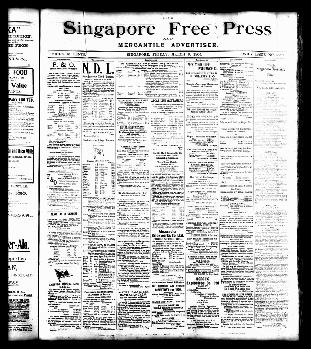 Miniature of Singapore Free Press and Mercantile Advertiser 09 March 1906