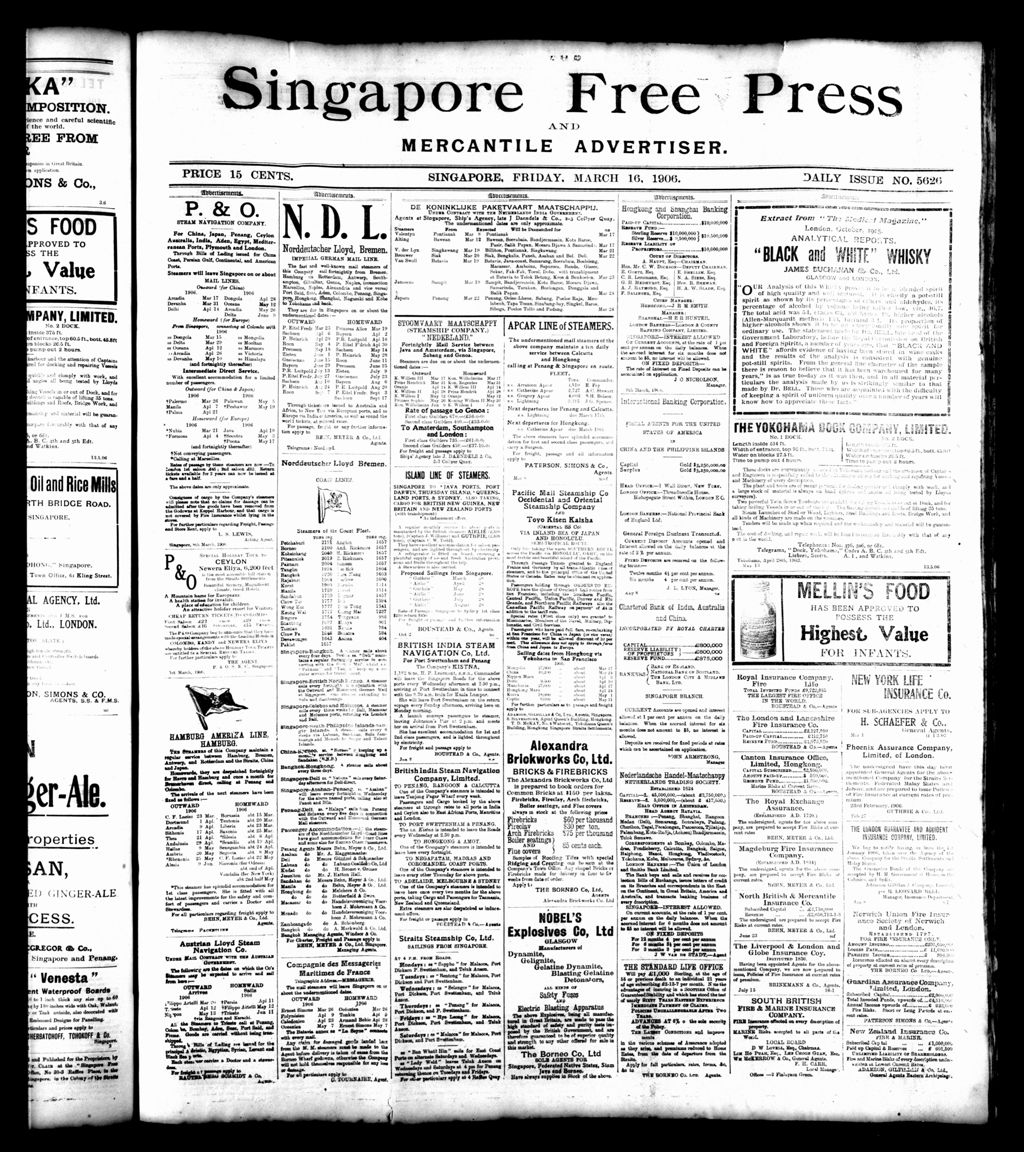 Miniature of Singapore Free Press and Mercantile Advertiser 16 March 1906