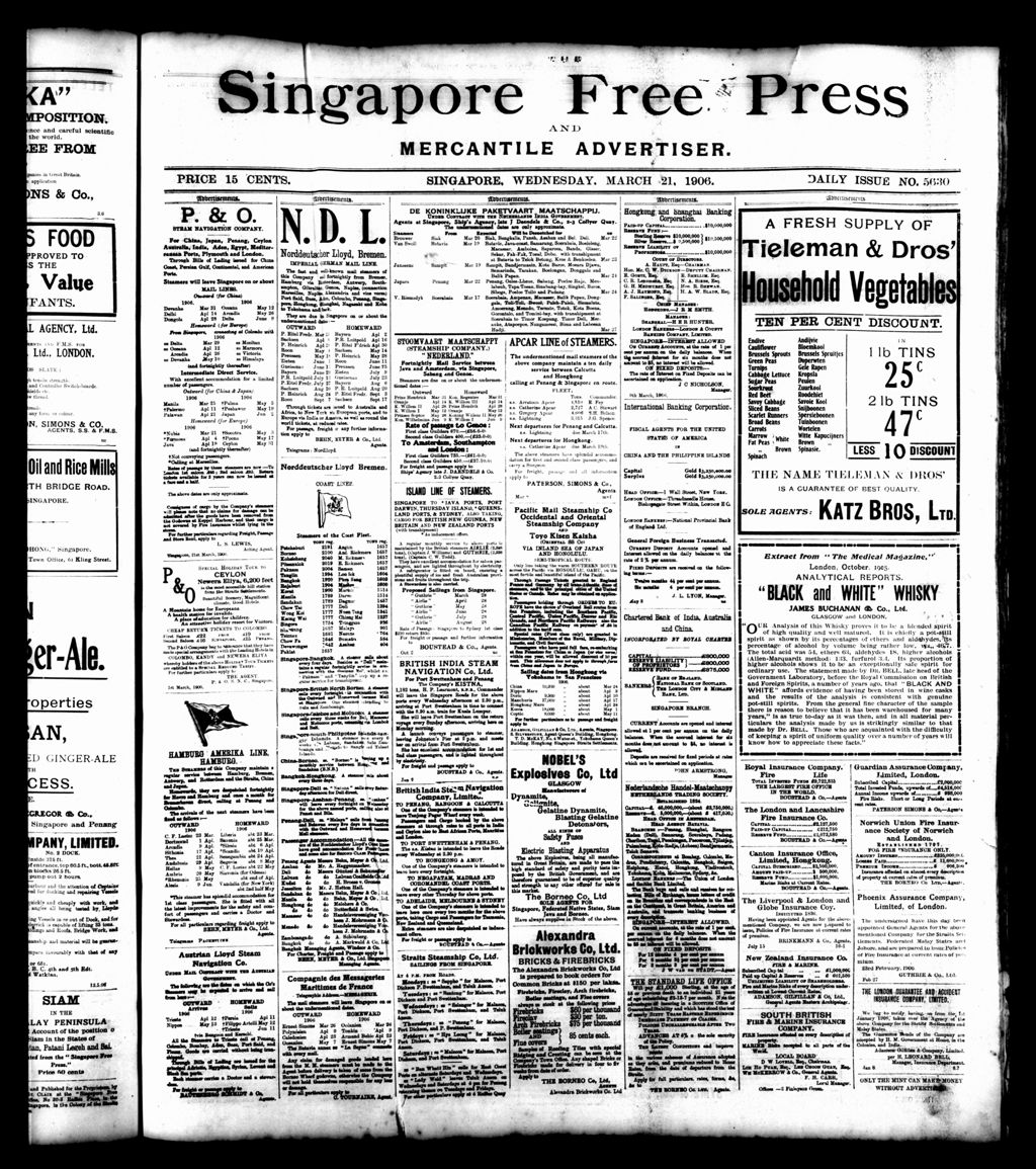 Miniature of Singapore Free Press and Mercantile Advertiser 21 March 1906