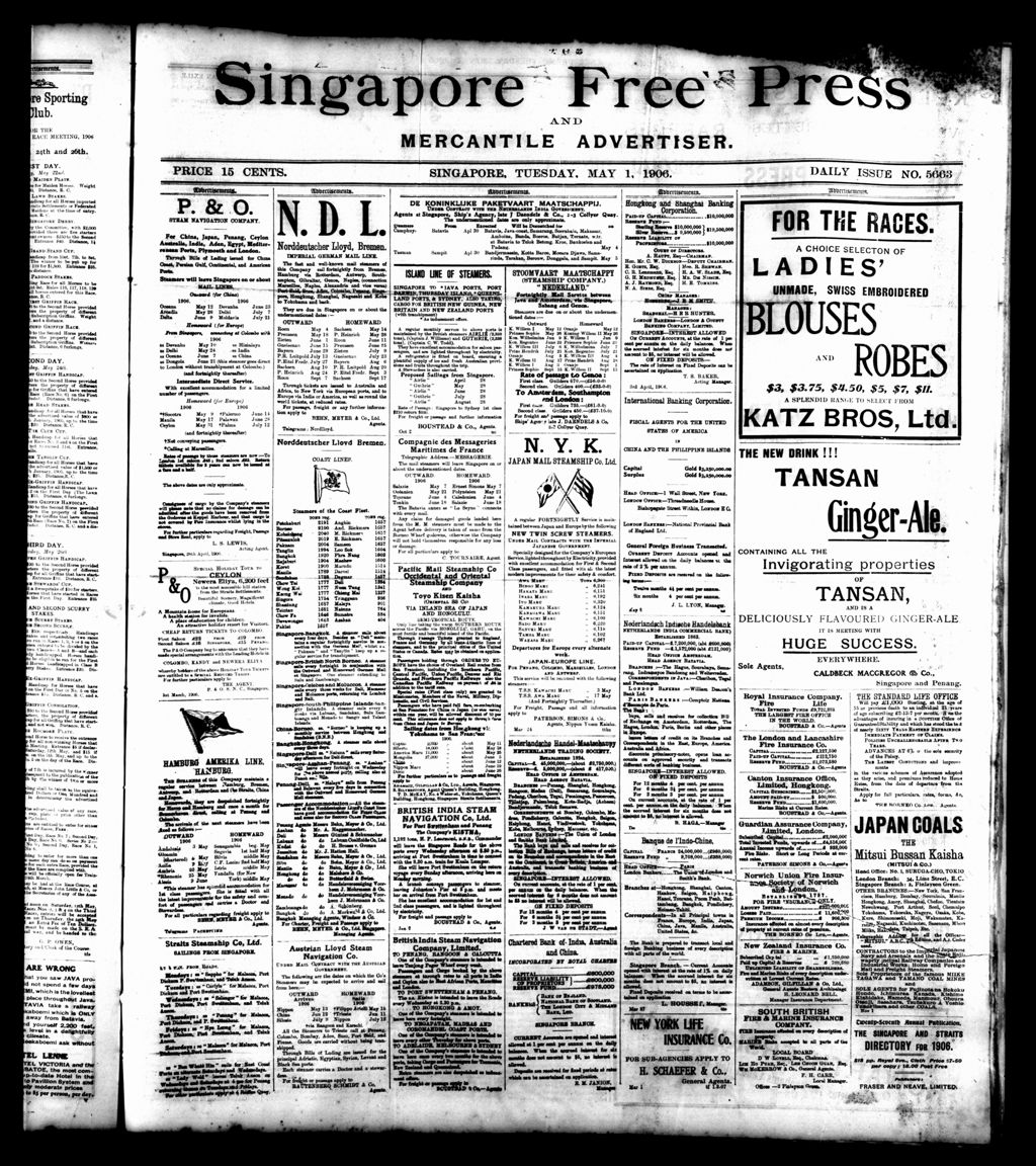 Miniature of Singapore Free Press and Mercantile Advertiser 01 May 1906