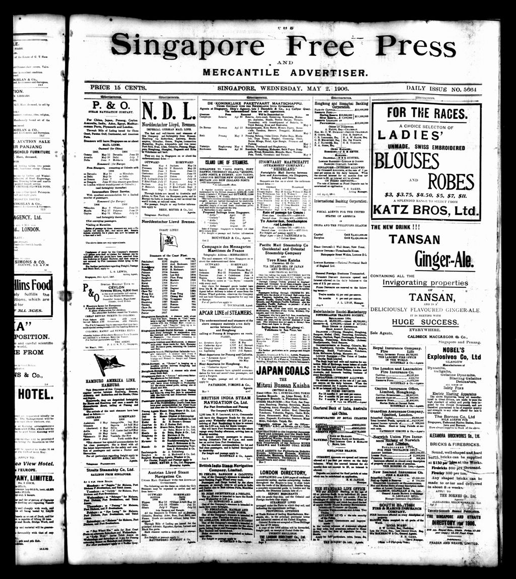 Miniature of Singapore Free Press and Mercantile Advertiser 02 May 1906