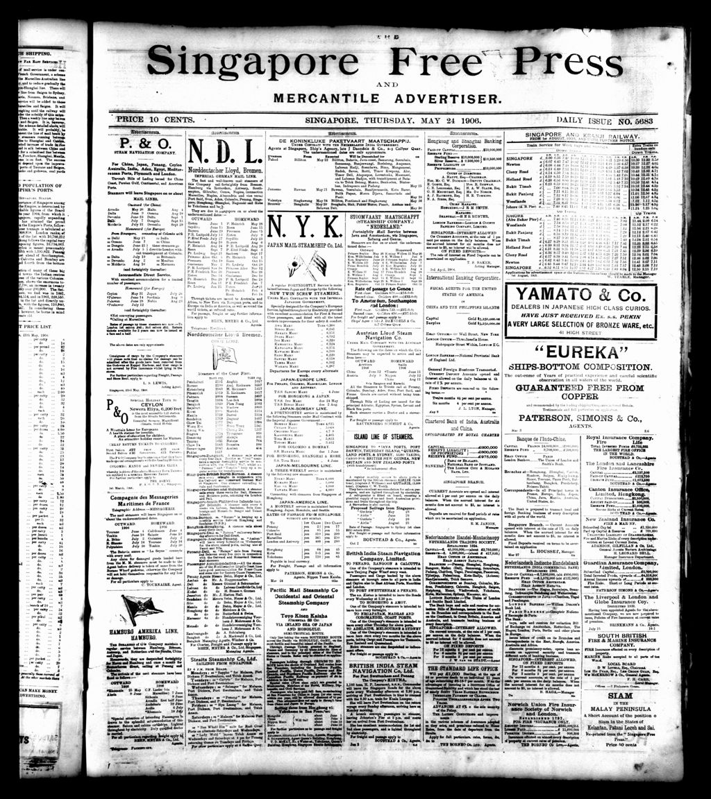 Miniature of Singapore Free Press and Mercantile Advertiser 24 May 1906