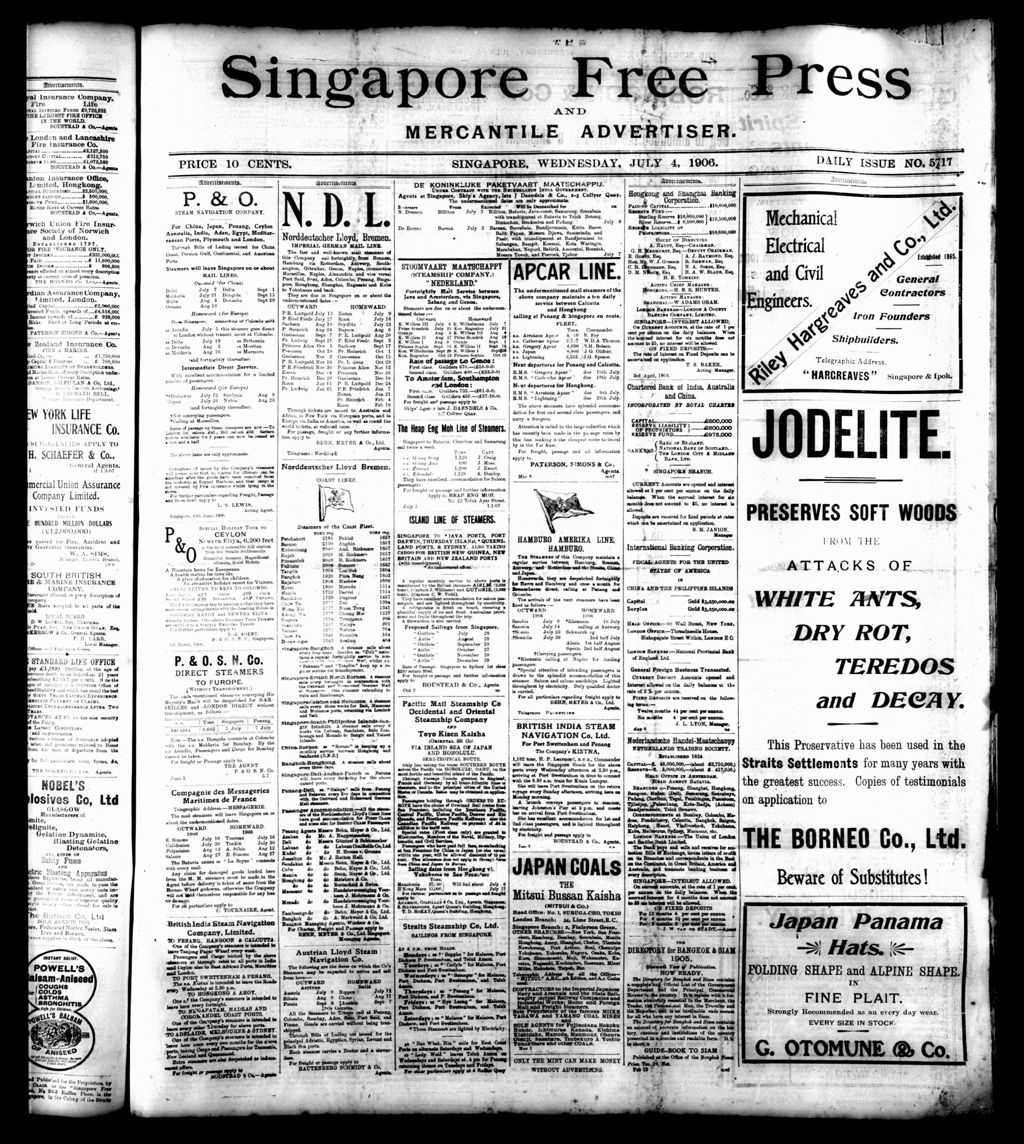 Miniature of Singapore Free Press and Mercantile Advertiser 04 July 1906