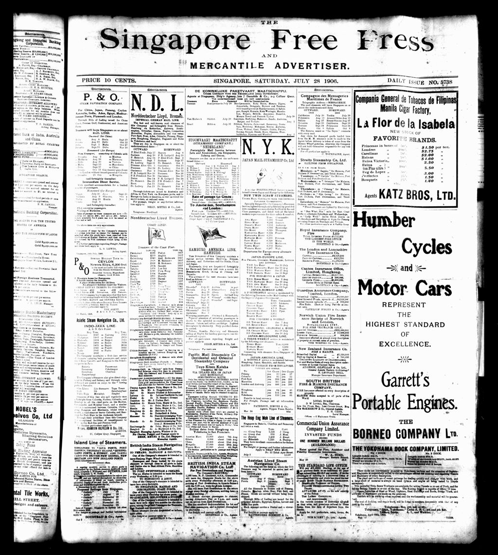 Miniature of Singapore Free Press and Mercantile Advertiser 28 July 1906