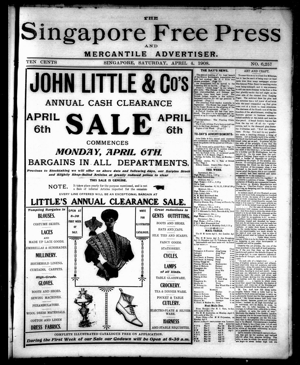 Miniature of Singapore Free Press and Mercantile Advertiser 04 April 1908