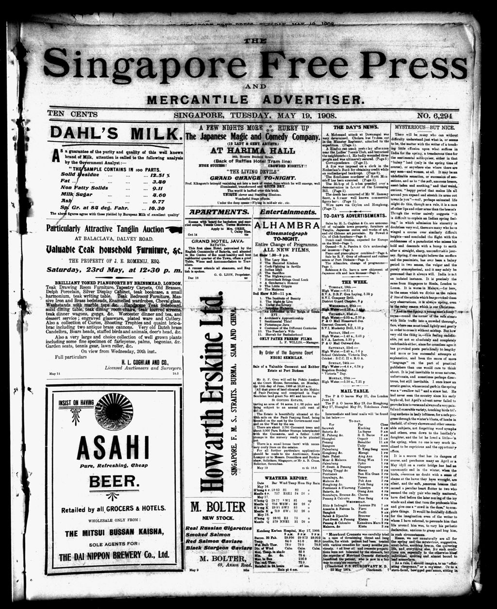 Miniature of Singapore Free Press and Mercantile Advertiser 19 May 1908