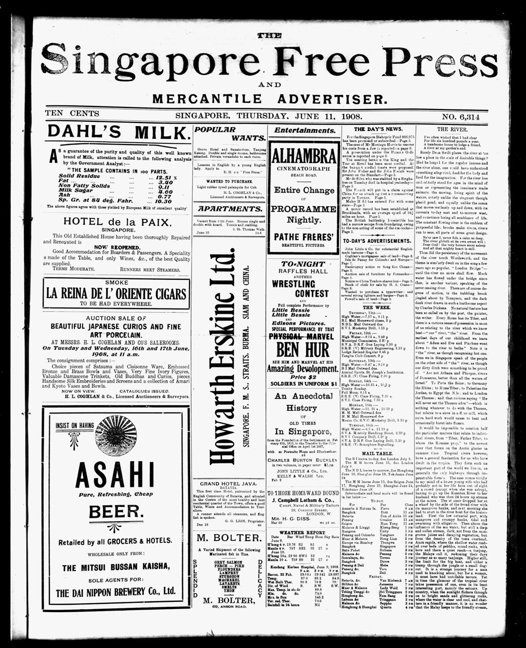 Miniature of Singapore Free Press and Mercantile Advertiser 11 June 1908