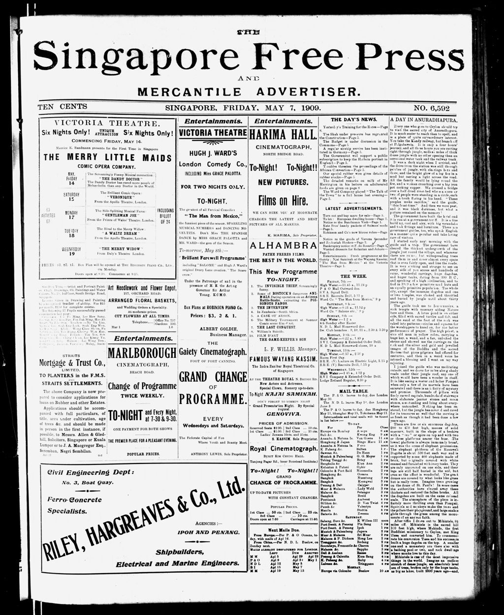 Miniature of Singapore Free Press and Mercantile Advertiser 07 May 1909