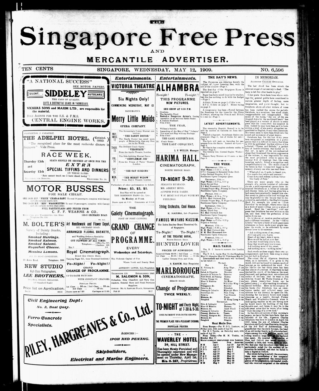 Miniature of Singapore Free Press and Mercantile Advertiser 12 May 1909