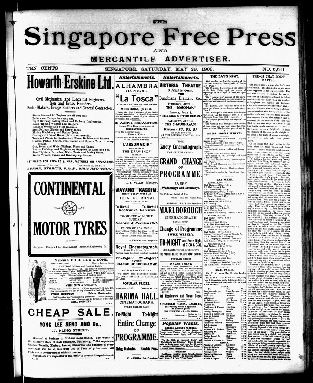 Miniature of Singapore Free Press and Mercantile Advertiser 29 May 1909