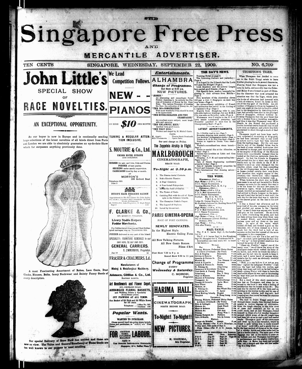 Miniature of Singapore Free Press and Mercantile Advertiser 22 September 1909